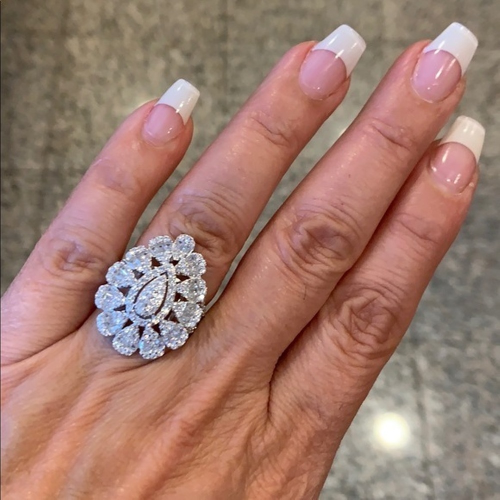 Sterling Silver large Flower Ring 6 7 8 9